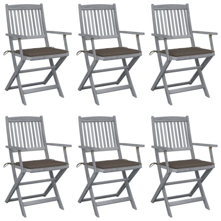 Klappbare Gartenstühle, 6 Stück, Kissen aus massivem Akazienholz von , Gartenstühle - Ref: Foro24-3065415, Preis: 309,30 €, R...