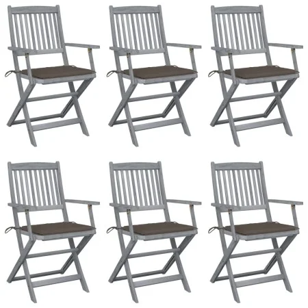 Sillas de jardín plegables 6 uds cojines madera maciza acacia de , Sillas de jardín - Ref: Foro24-3065415, Precio: 300,82 €, ...