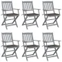 Sillas de jardín plegables 6 uds cojines madera maciza acacia de , Sillas de jardín - Ref: Foro24-3065415, Precio: 300,82 €, ...