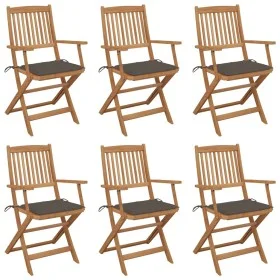 6 pcs folding garden chairs and solid acacia wood cushions by , Garden chairs - Ref: Foro24-3065469, Price: 332,23 €, Discoun...