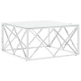 Mesa de centro acero inoxidable y vidrio plateado 80x80x40 cm de , Mesas de centro - Ref: Foro24-349971, Precio: 188,12 €, De...