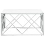 Mesa de centro acero inoxidable y vidrio plateado 80x80x40 cm de , Mesas de centro - Ref: Foro24-349971, Precio: 188,12 €, De...