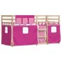 Litera con cortinas madera maciza de pino rosa 90x200 cm de , Camas y somieres - Ref: Foro24-3283930, Precio: 175,85 €, Descu...