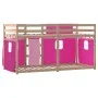 Bunk bed with curtains solid pink pine wood 90x200 cm by , Beds and slatted bases - Ref: Foro24-3283930, Price: 161,31 €, Dis...