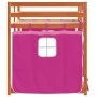 Bunk bed with curtains solid pink pine wood 80x200 cm by , Beds and slatted bases - Ref: Foro24-3283924, Price: 167,56 €, Dis...