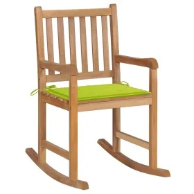 Solid Teak Wood Rocking Chair with Bright Green Cushion by , Garden chairs - Ref: Foro24-3062768, Price: 161,57 €, Discount: %