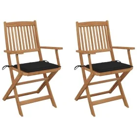 2 Stück klappbare Gartenstühle und Kissen aus massivem Akazienholz von , Gartenstühle - Ref: Foro24-3064597, Preis: 143,58 €,...