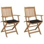 Sillas de jardín plegables 2 uds y cojines madera maciza acacia de , Sillas de jardín - Ref: Foro24-3064597, Precio: 166,71 €...