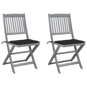 Klappbare Gartenstühle, 2 Stück, Kissen aus massivem Akazienholz von , Gartenstühle - Ref: Foro24-3064543, Preis: 136,96 €, R...