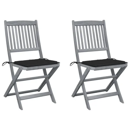 Folding garden chairs 2 pcs cushions solid acacia wood by , Garden chairs - Ref: Foro24-3064543, Price: 129,08 €, Discount: %