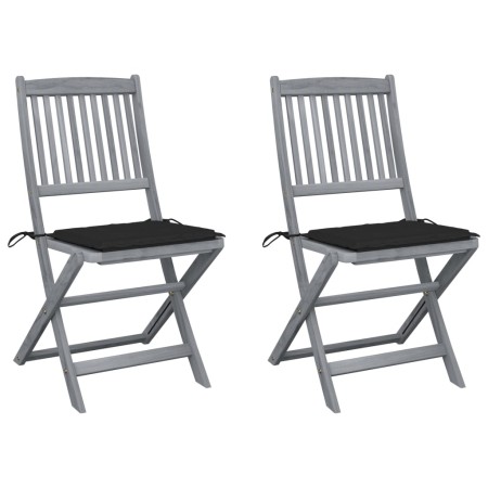 Klappbare Gartenstühle, 2 Stück, Kissen aus massivem Akazienholz von , Gartenstühle - Ref: Foro24-3064543, Preis: 142,60 €, R...
