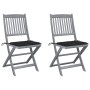 Folding garden chairs 2 pcs cushions solid acacia wood by , Garden chairs - Ref: Foro24-3064543, Price: 142,60 €, Discount: %
