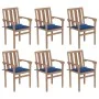 Stackable garden chairs 6 pcs solid teak wood with cushions by , Garden chairs - Ref: Foro24-3073416, Price: 752,93 €, Discou...