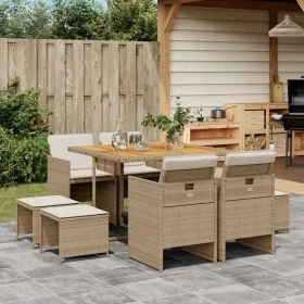 9-piece garden dining set with beige synthetic rattan cushions by , Garden sets - Ref: Foro24-3277731, Price: 566,61 €, Disco...