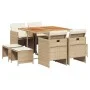 Set comedor de jardín 9 pzas con cojines ratán sintético beige de , Conjuntos de jardín - Ref: Foro24-3277731, Precio: 543,39...