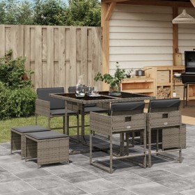 Garden dining set 9 pieces and gray synthetic rattan cushions by , Garden sets - Ref: Foro24-3278083, Price: 358,55 €, Discou...