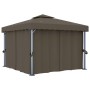Gazebo with curtain and LED light strip taupe aluminum 3x3 m by , Tents and gazebos - Ref: Foro24-3070349, Price: 449,66 €, D...