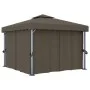 Gazebo with curtain and LED light strip taupe aluminum 3x3 m by , Tents and gazebos - Ref: Foro24-3070349, Price: 492,51 €, D...