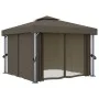 Gazebo with curtain and LED light strip taupe aluminum 3x3 m by , Tents and gazebos - Ref: Foro24-3070349, Price: 492,51 €, D...