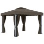 Gazebo with curtain and LED light strip taupe aluminum 3x3 m by , Tents and gazebos - Ref: Foro24-3070349, Price: 449,66 €, D...