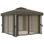 Gazebo with curtain and LED light strip taupe aluminum 3x3 m by , Tents and gazebos - Ref: Foro24-3070349, Price: 492,51 €, D...
