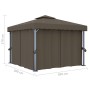 Gazebo with curtain and LED light strip taupe aluminum 3x3 m by , Tents and gazebos - Ref: Foro24-3070349, Price: 449,66 €, D...