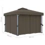 Gazebo with curtain and LED light strip taupe aluminum 3x3 m by , Tents and gazebos - Ref: Foro24-3070349, Price: 492,51 €, D...