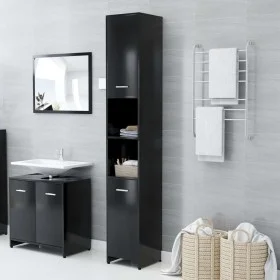 Armario baño madera contrachapada negro brillo 30x30x183,5 cm de vidaXL, Muebles de baño - Ref: Foro24-802598, Precio: 68,82 ...