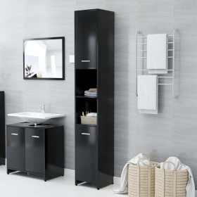 Armario baño madera contrachapada negro brillo 30x30x183,5 cm de vidaXL, Muebles de baño - Ref: Foro24-802598, Precio: 71,58 ...