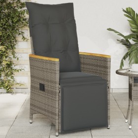 Garden recliner with gray synthetic rattan cushions by , Garden chairs - Ref: Foro24-365665, Price: 136,60 €, Discount: %