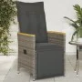 Garden recliner with gray synthetic rattan cushions by , Garden chairs - Ref: Foro24-365665, Price: 123,38 €, Discount: %