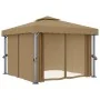 Gazebo with gray taupe aluminum curtain 3x3 m by , Tents and gazebos - Ref: Foro24-3068557, Price: 477,31 €, Discount: %