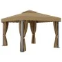 Gazebo with gray taupe aluminum curtain 3x3 m by , Tents and gazebos - Ref: Foro24-3068557, Price: 477,31 €, Discount: %
