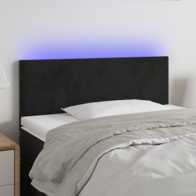 Black velvet headboard with LED 100x5x78/88 cm by , Headboards and footboards - Ref: Foro24-3121376, Price: 48,27 €, Discount: %