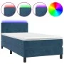 Box spring bed with mattress and LED dark blue velvet 80x200 cm by , Beds and slatted bases - Ref: Foro24-3134253, Price: 267...