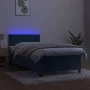 Box spring bed with mattress and LED dark blue velvet 80x200 cm by , Beds and slatted bases - Ref: Foro24-3134253, Price: 267...