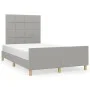 Bed frame with headboard light gray fabric 120x190 cm by , Beds and slatted bases - Ref: Foro24-3270513, Price: 173,55 €, Dis...