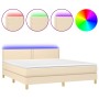Boxspringbett mit Matratze und LED-Cremestoff 160x200 cm von , Betten und Lattenroste - Ref: Foro24-3133650, Preis: 508,33 €,...
