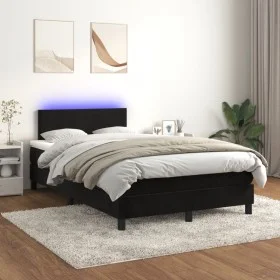 Box spring bed with mattress and LED black velvet 120x200 cm by , Beds and slatted bases - Ref: Foro24-3134275, Price: 373,50...