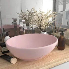 Lavabo de lujo ovalado cerámica rosa mate 40x33 cm de vidaXL, Lavabos - Ref: Foro24-146922, Precio: 62,34 €, Descuento: %
