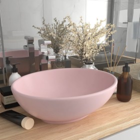 Lavabo de lujo ovalado cerámica rosa mate 40x33 cm de vidaXL, Lavabos - Ref: Foro24-146922, Precio: 65,88 €, Descuento: %