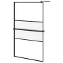 Mampara ducha con estante vidrio ESG y aluminio negro 115x195cm de , Paredes y mamparas de ducha - Ref: Foro24-3185482, Preci...