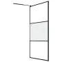 Mampara ducha con estante vidrio ESG y aluminio negro 115x195cm de , Paredes y mamparas de ducha - Ref: Foro24-3185482, Preci...