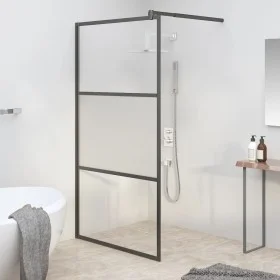 Black semi-frosted ESG glass shower screen 115x195 cm by , Shower walls and screens - Ref: Foro24-151875, Price: 199,49 €, Di...
