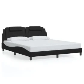 Bed frame with LED lights black synthetic leather 180x200 cm by , Beds and slatted bases - Ref: Foro24-3214036, Price: 246,68...