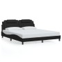 Bed frame with LED lights black synthetic leather 180x200 cm by , Beds and slatted bases - Ref: Foro24-3214036, Price: 245,87...