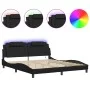 Bed frame with LED lights black synthetic leather 180x200 cm by , Beds and slatted bases - Ref: Foro24-3214036, Price: 246,68...