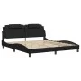 Bed frame with LED lights black synthetic leather 180x200 cm by , Beds and slatted bases - Ref: Foro24-3214036, Price: 246,68...