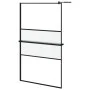 Mampara ducha con estante vidrio ESG y aluminio negro 115x195cm de , Paredes y mamparas de ducha - Ref: Foro24-3185483, Preci...