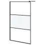 Mampara ducha con estante vidrio ESG y aluminio negro 115x195cm de , Paredes y mamparas de ducha - Ref: Foro24-3185483, Preci...